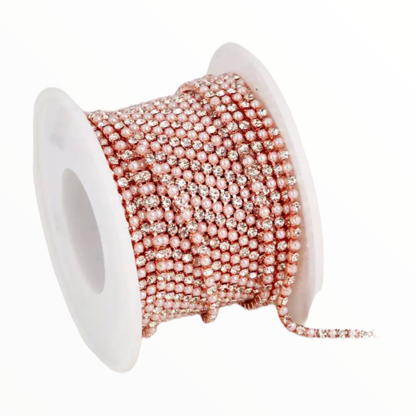 1 Yard SS6 Pearl, Metal Chain Rhinestone Banding - See Color Options