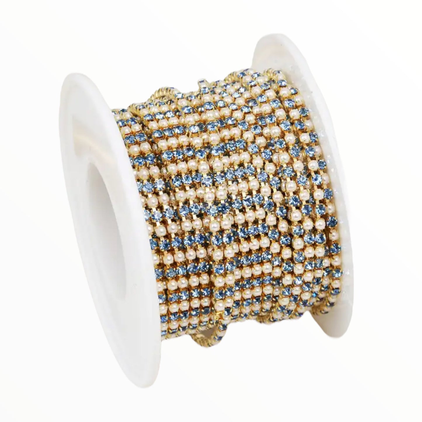 1 Yard SS6 Pearl, Metal Chain Rhinestone Banding - See Color Options
