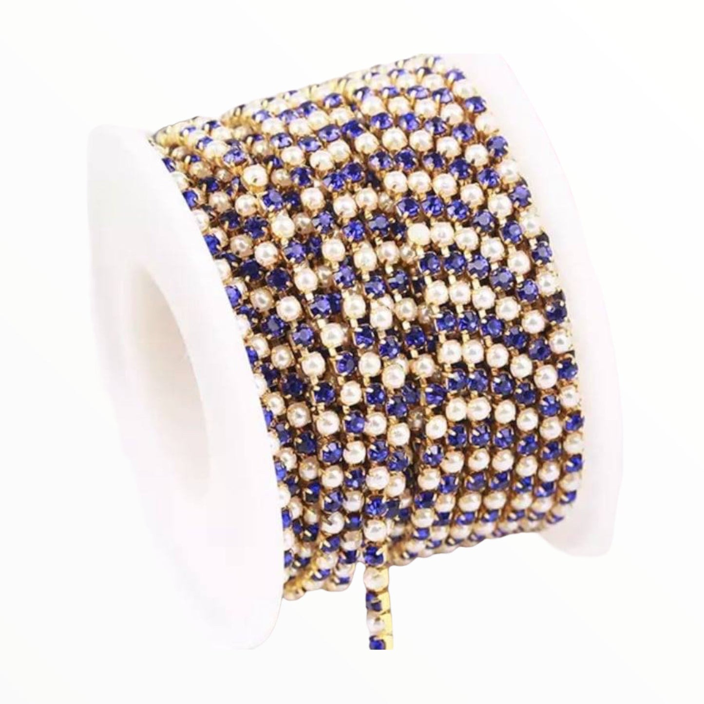 1 Yard SS6 Pearl, Metal Chain Rhinestone Banding - See Color Options