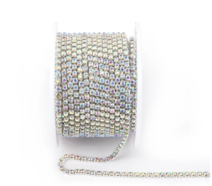 1 Yard SS6 Crystal on Metal Chain Rhinestone Banding - See Color Options