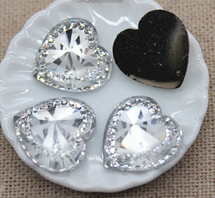 16mm Crystal Hearts, Resin, Sew On -See Color Options