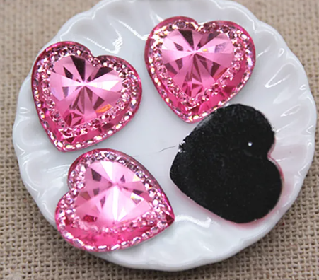16mm Crystal Hearts, Resin, Sew On -See Color Options