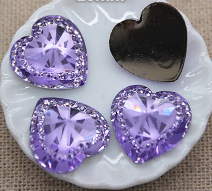 16mm Crystal Hearts, Resin, Sew On -See Color Options