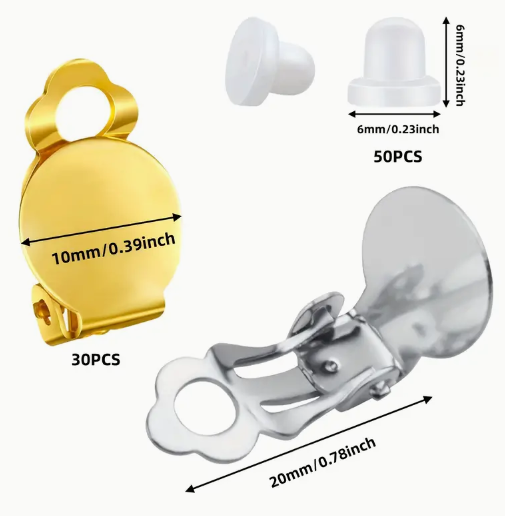 Clip On Earring Backs -See Color Options