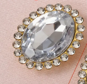 18*14 Jelly Glass Oval with Rhinestone, Sew On -See Color Options