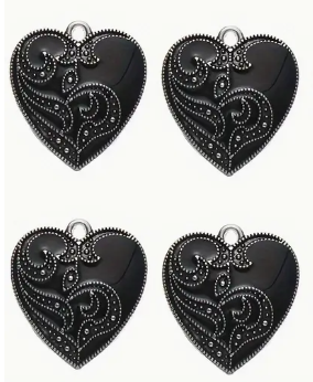 21*23mm Metal Gothic Heart Charm - See Color Options