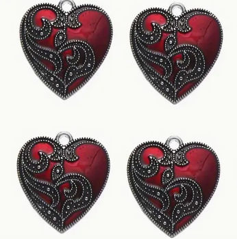 21*23mm Metal Gothic Heart Charm - See Color Options
