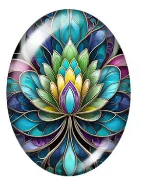 18*25mm Oval Stained Glass Flower, Glass- See Color Options