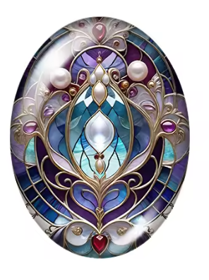 18*25mm Oval Stained Glass Flower, Glass- See Color Options