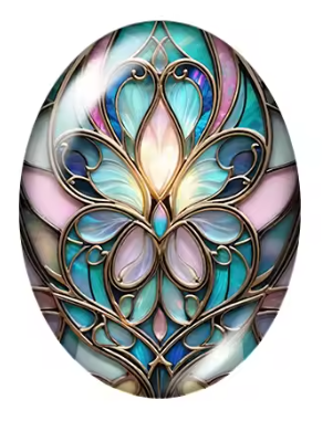 18*25mm Oval Stained Glass Flower, Glass- See Color Options