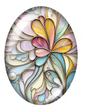 18*25mm Oval Stained Glass Flower, Glass- See Color Options