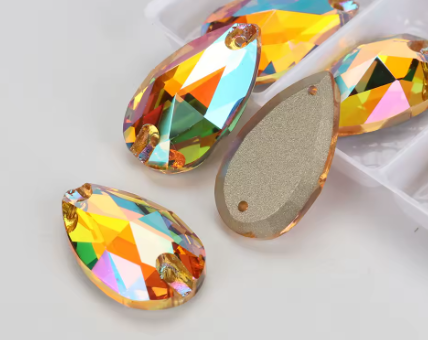 17*28mm Tear Drop AAAAA Glass Crystal, Sew On Gems, Sold in Pairs - See Color Options