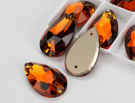 17*28mm Tear Drop AAAAA Glass Crystal, Sew On Gems, Sold in Pairs - See Color Options