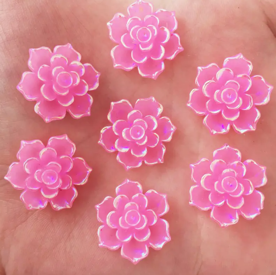 18mm Resin Rose Flower Flatback, Glue on - See Color Options