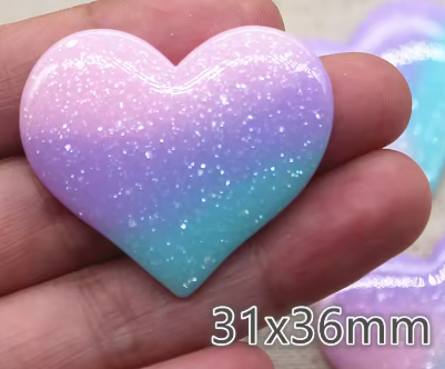 31*36mm Shiny Heart, Resin, Glue on