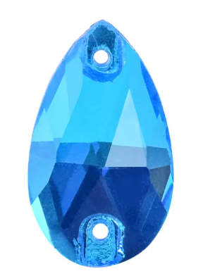 17*28mm Fancy Glass Crystal, Sew On Gems, Sold in Pairs - See Color Options