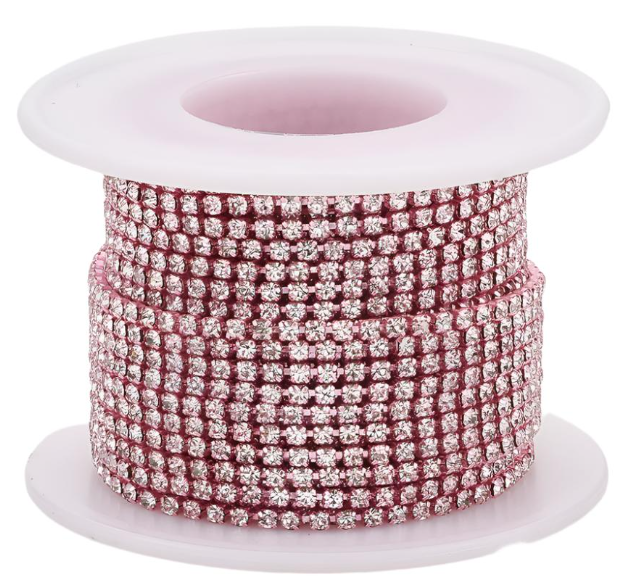 1 Yard SS6 Crystal on Metal Chain Rhinestone Banding - See Color Options