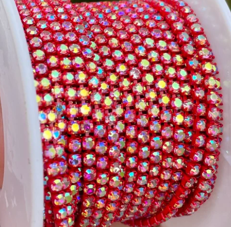 1 Yard SS6 Crystal on Metal Chain Rhinestone Banding - See Color Options