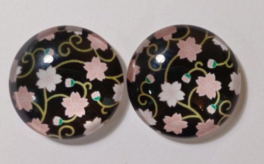 20mm Flower with Background image in Glass, Glue on - See Color Options
