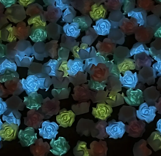 15mm Resin Rose Flower, Glue on, Glow in the Dark