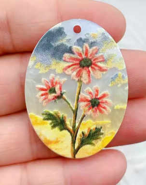 40*29mm Acrylic Textured Flowers - See Color Options