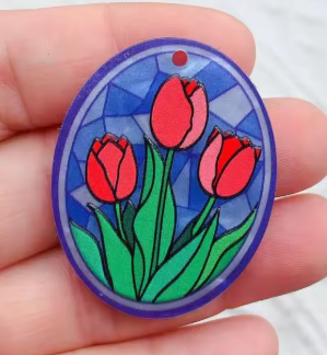 Stained Glass Flowers -37x30mm -See Color Options