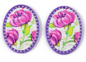 20*30mm Acrylic Textured Flower Oval - See Color Options
