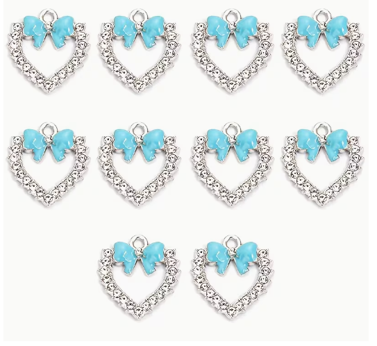 18*17mm Bow Heart Charms - See Color Options