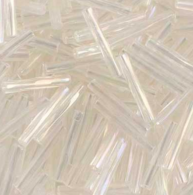 #6 Czech Twisted Bugles - Transparent Crystal AB