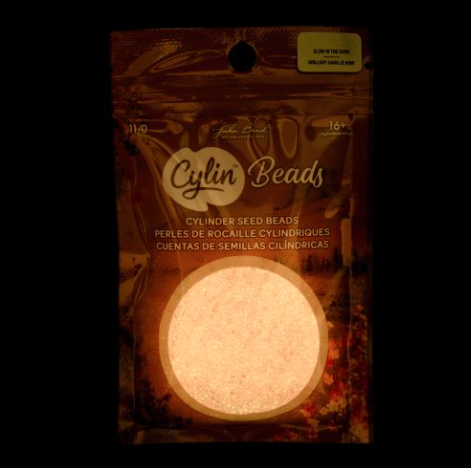 11/0 Cylin Bead, 25g Bag, Glow in Dark AB - Pink