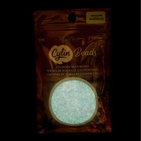 11/0 Cylin Bead, 25g Bag, Glow in Dark - Purple
