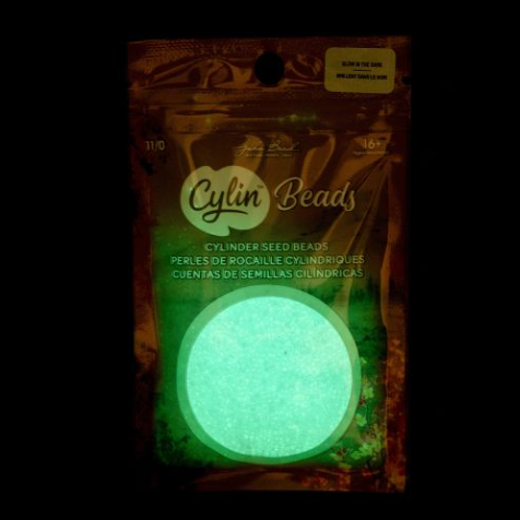 11/0 Cylin Bead, 25g Bag, Glow in Dark - Blue