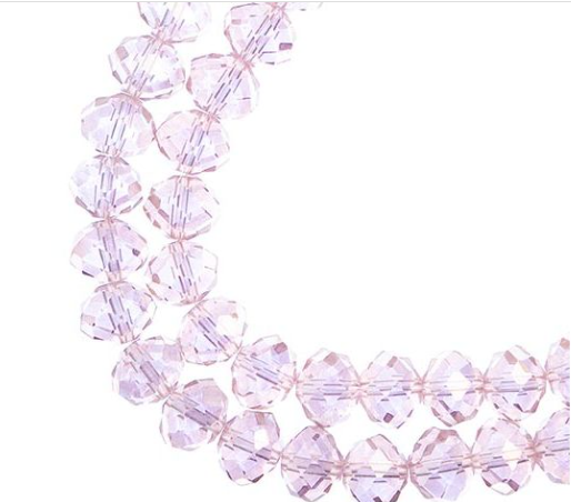 Crystal Lane DIY Rondelle 2 Strand 7in, 8x10mm, Transparent Pink AB