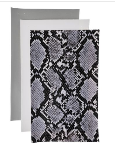 PrettyBack Faux Leather Sheet 5x8in Animal Print/Grey/White 3pcs