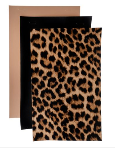PrettyBack Faux Leather Sheet 5x8in Animal Print/Light Brown/Black 3pcs