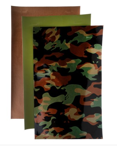 PrettyBack Faux Leather Sheet 5x8in Animal Print/Dark Green/Brown 3pcs