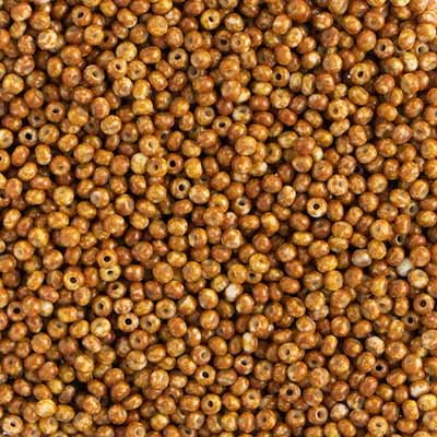 11/0 Preciosa Seed Beads Opaque Travertine on Chalk White