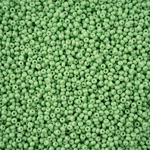 Perles de rocaille Preciosa 11/0 Solgel teintées à la craie vert foncé, flacon de 23 g