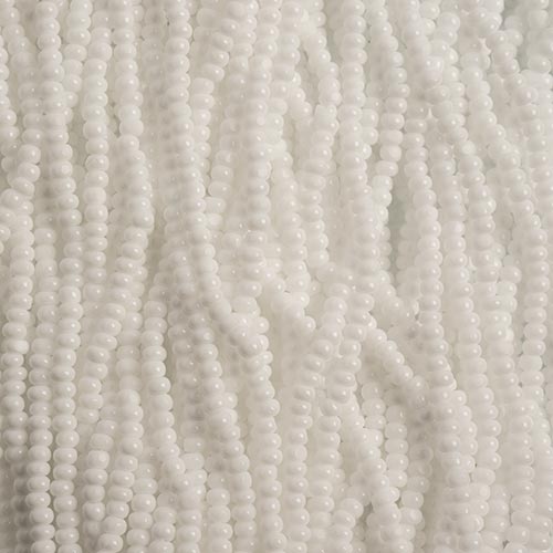 Czech Seed Bead 11/0 Charlotte Cut Opaque White, Strung