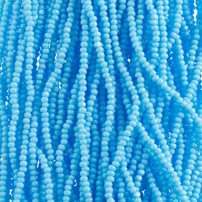 Czech Seed Bead 11/0 Charlotte Cut Opaque Light Blue, Strung