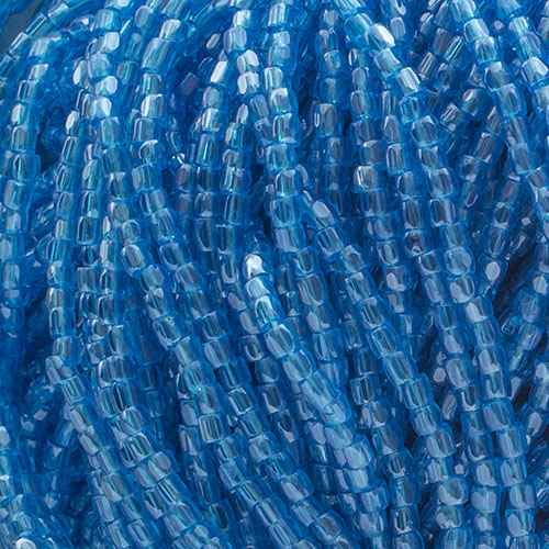 3-Cut 9/0 Czech Seed Beads Transparent Capri Blue Luster, Strung