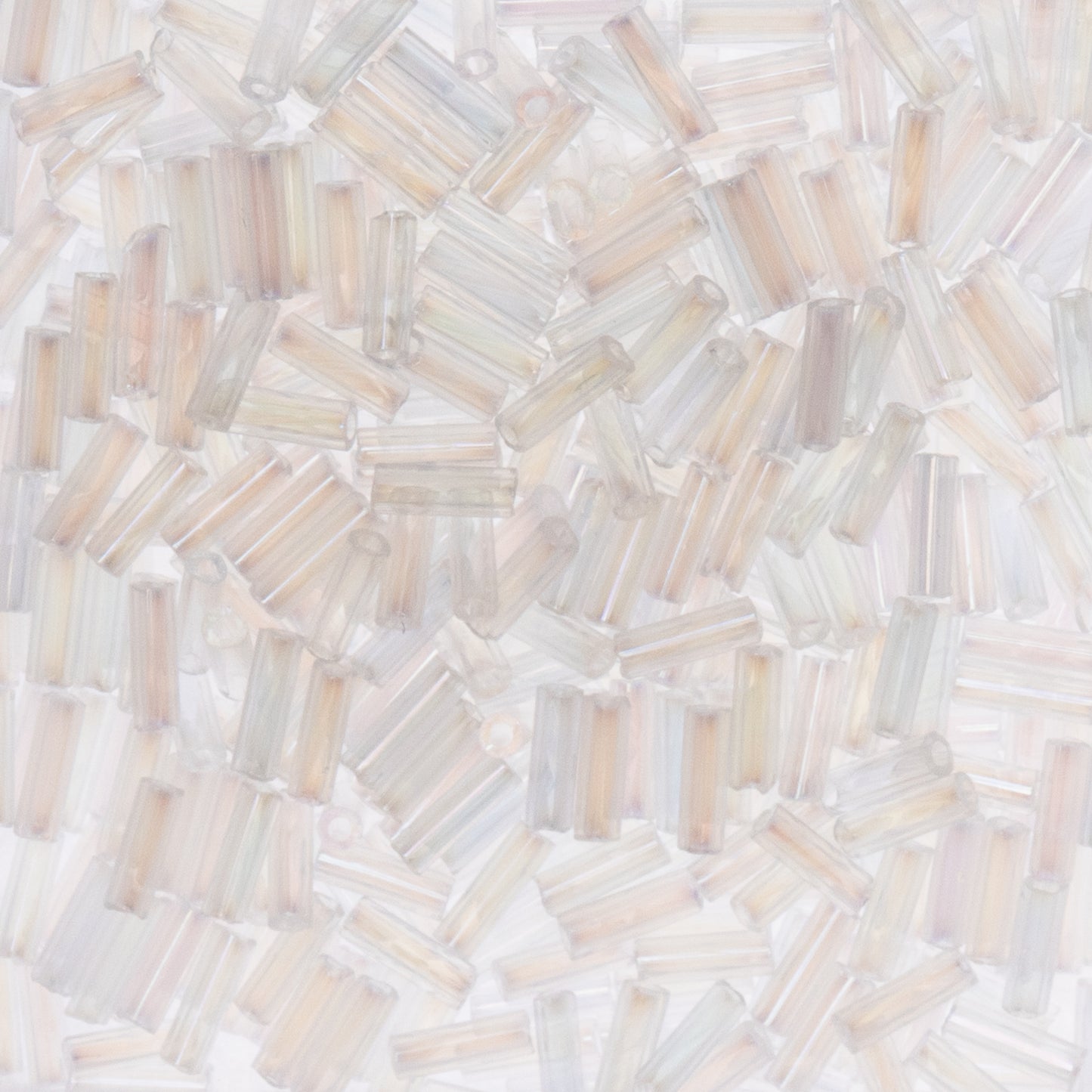 Czech Bugle Beads apx.. 19g Vial #3, Transparent Crystal Iris