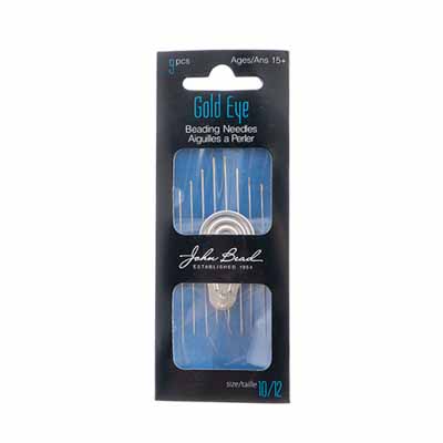 Beading Gold Eye Needle 8pcs with Threader Size 10/12, India Quality