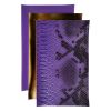 PrettyBack Faux Leather Sheet 5x8in Animal Print/Purple/Gold 3pcs