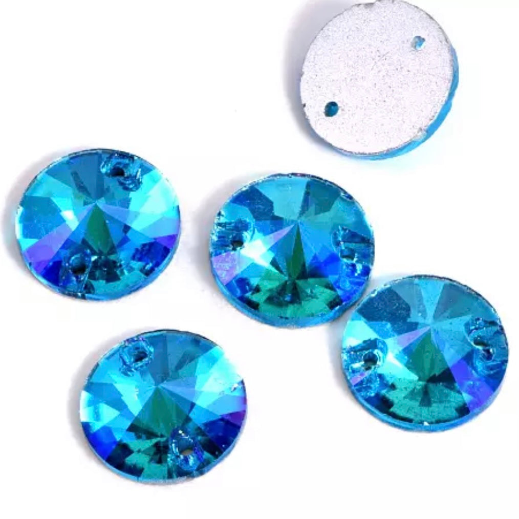 16mm Glass Rivoli Sew On -See Color Options