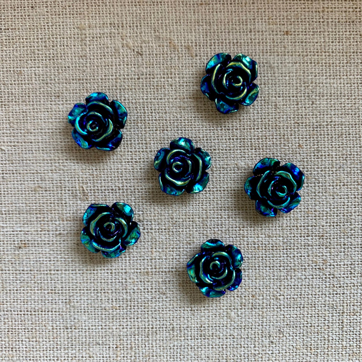 12mm Resin Rose Flower Flatback, Glue on - See Color Options