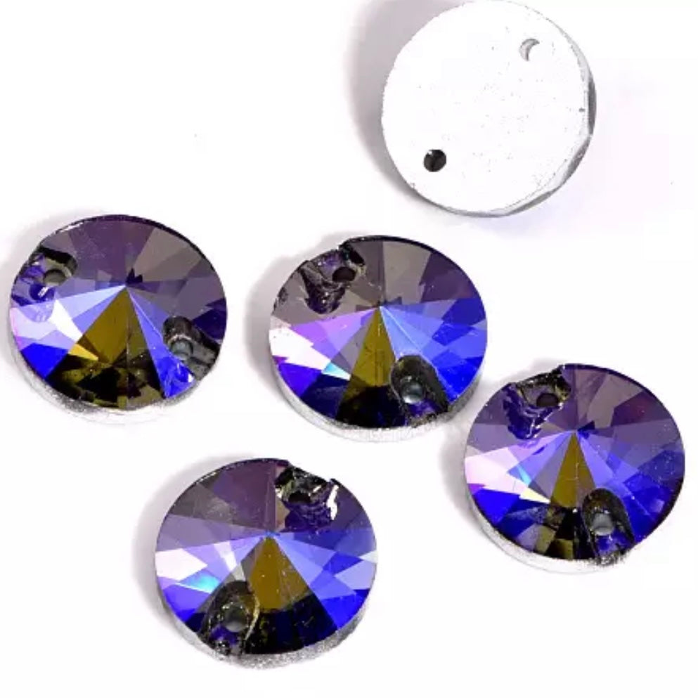 16mm Glass Rivoli Sew On -See Color Options