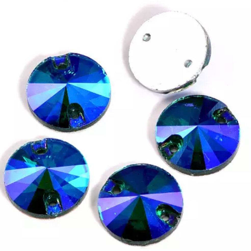 16mm Glass Rivoli Sew On -See Color Options