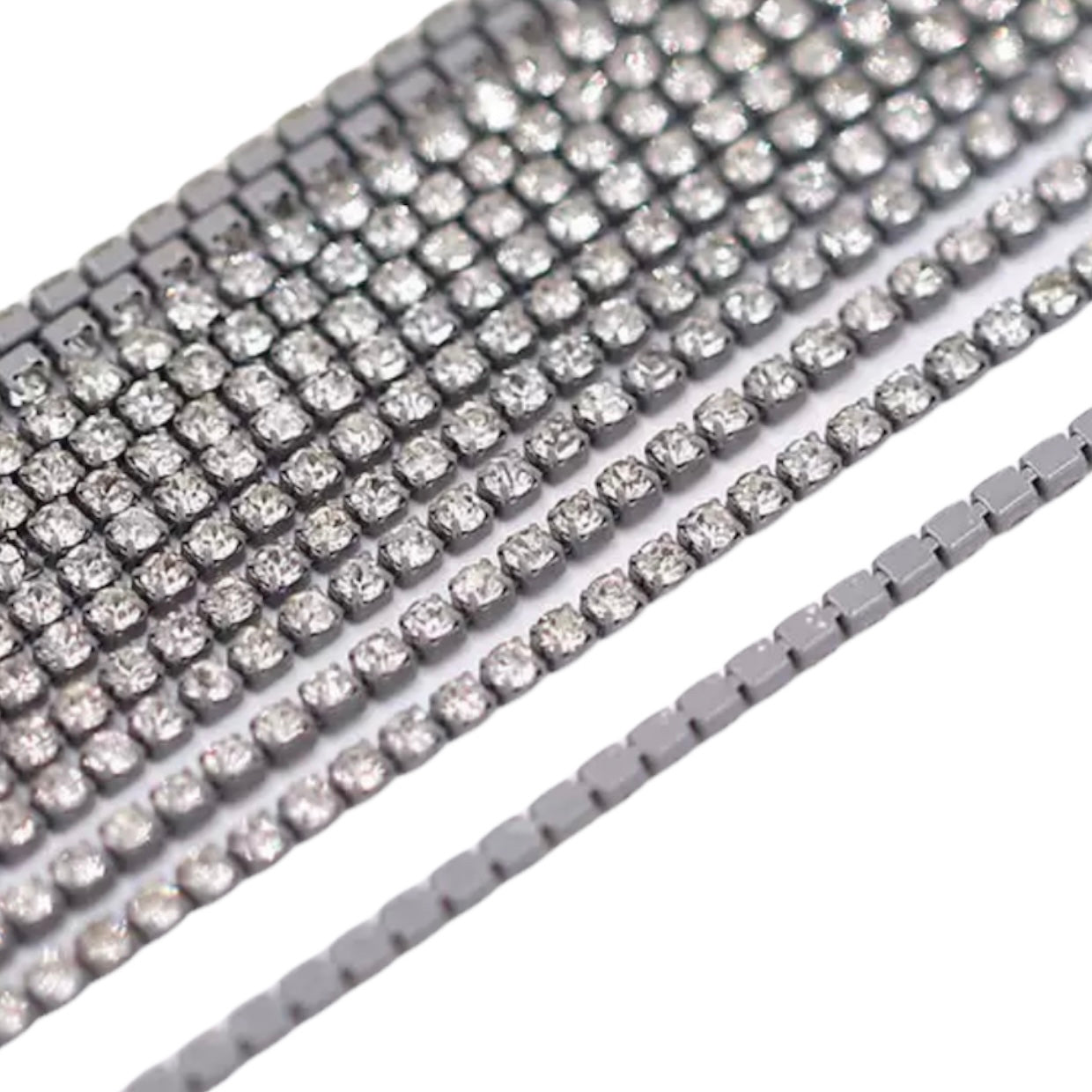 1 Yard SS6 Colorful Base, Metal Rhinestone Chain Banding - See Color Options