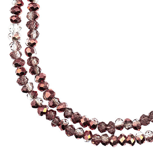 Crystal Lane Rondelle 2 hebras de 7 pulgadas (aproximadamente 246 piezas) 1,5 x 2,5 mm Cristal transparente con medio iris de cobre